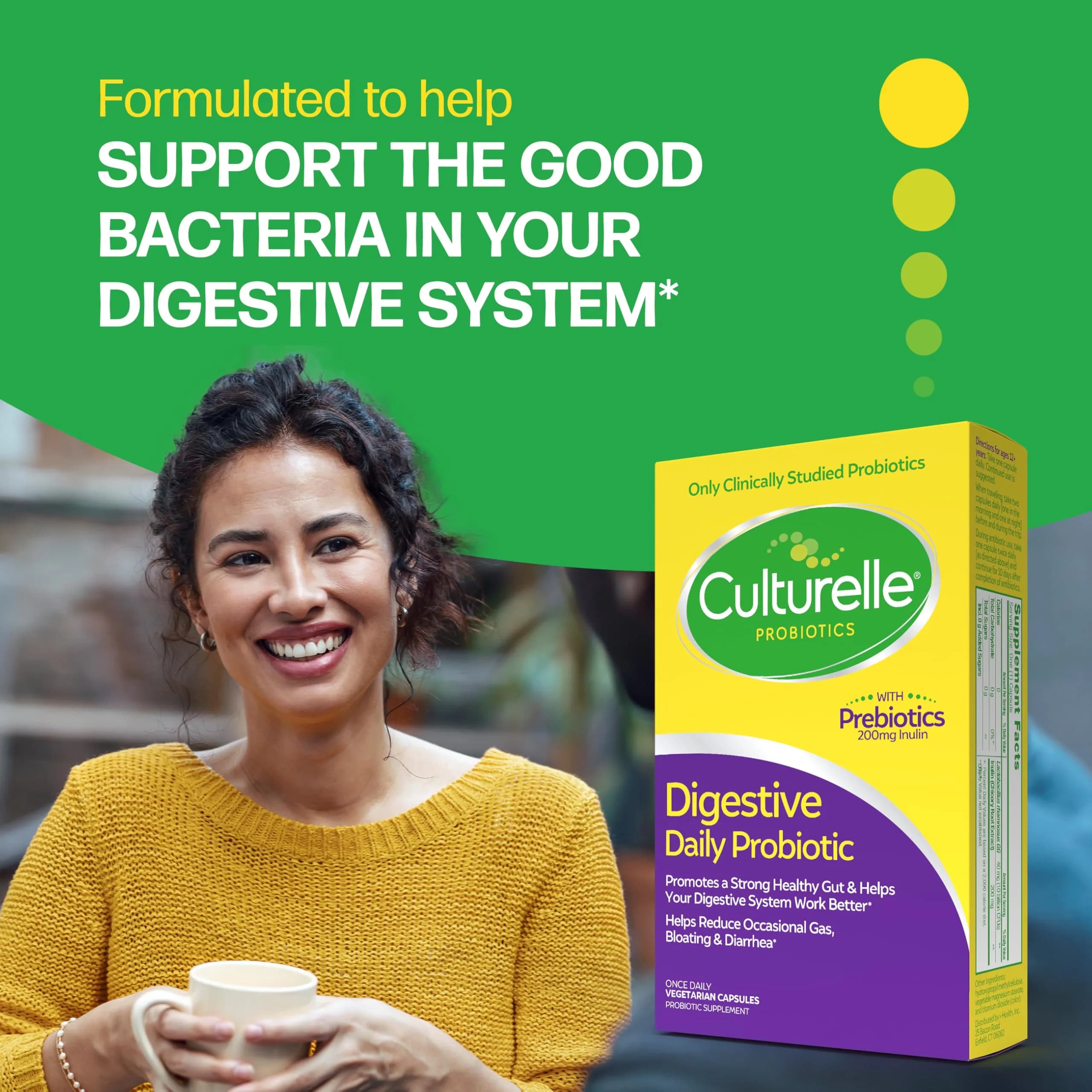 Culturelle Digestive Daily Probiotic Capsules 30 Count | Clinically Proven Lactobacillus GG for Gut Health - view 4