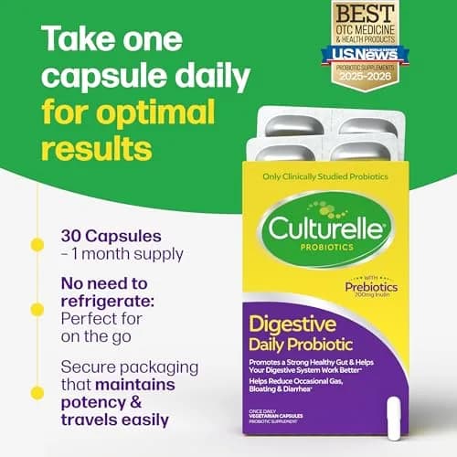 Culturelle Digestive Daily Probiotic Capsules 30 Count | Clinically Proven Lactobacillus GG for Gut Health thumbnail 5