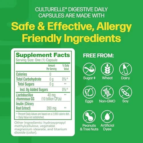 Culturelle Digestive Daily Probiotic Capsules 30 Count | Clinically Proven Lactobacillus GG for Gut Health thumbnail 2