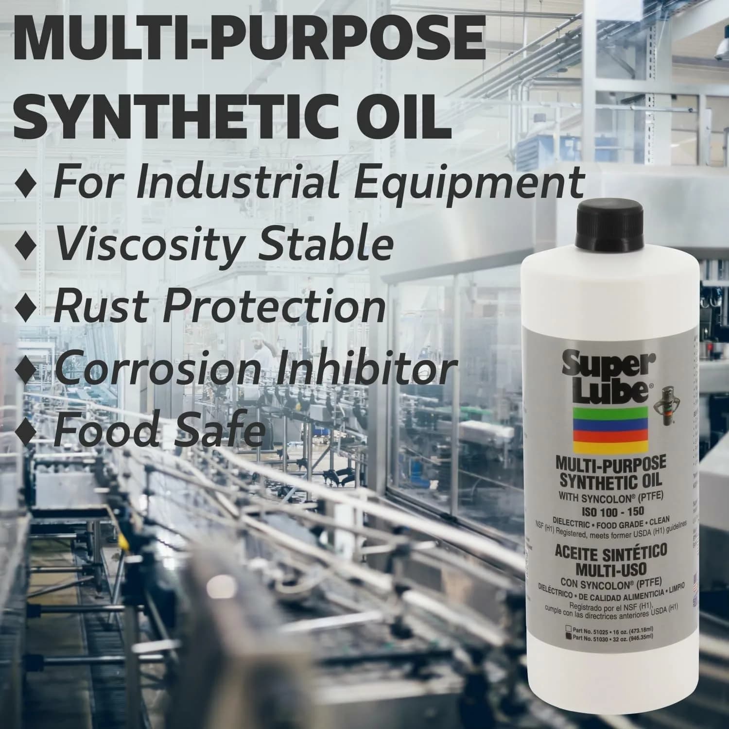 Super Lube 51030 Synthetic Oil with PTFE, High Viscosity, 946ml (1 quart) Bottle - view 2