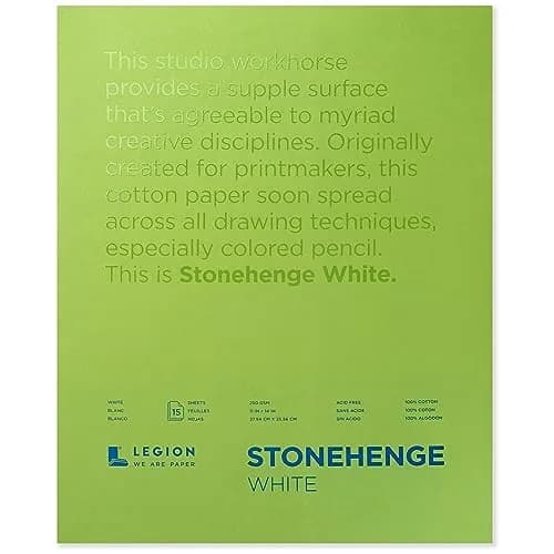 Stonehenge 100% Cotton Medium Weight Pad, White, 11 x 14 inches | Acid-Free, Archival Art Paper thumbnail 1