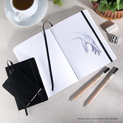 Pentalic 6" x 8" Pocket Sketchbook Traveler Journal, 160 Pages, Black | Acid-Free Recycled Paper thumbnail 5