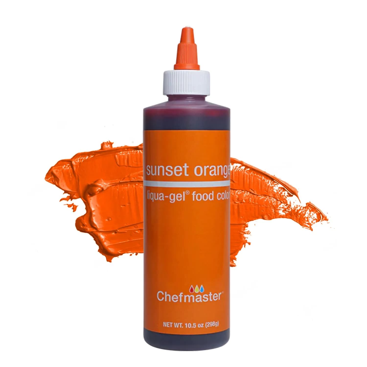 Chefmaster Sunset Orange Liqua-Gel® Food Coloring | Vibrant Color | Professional-Grade Dye for Icing, Frosting, Fondant | Baking & Decorating | Fade-Resistant | Easy-to-Use | Made in USA | 10.5 oz thumbnail 1