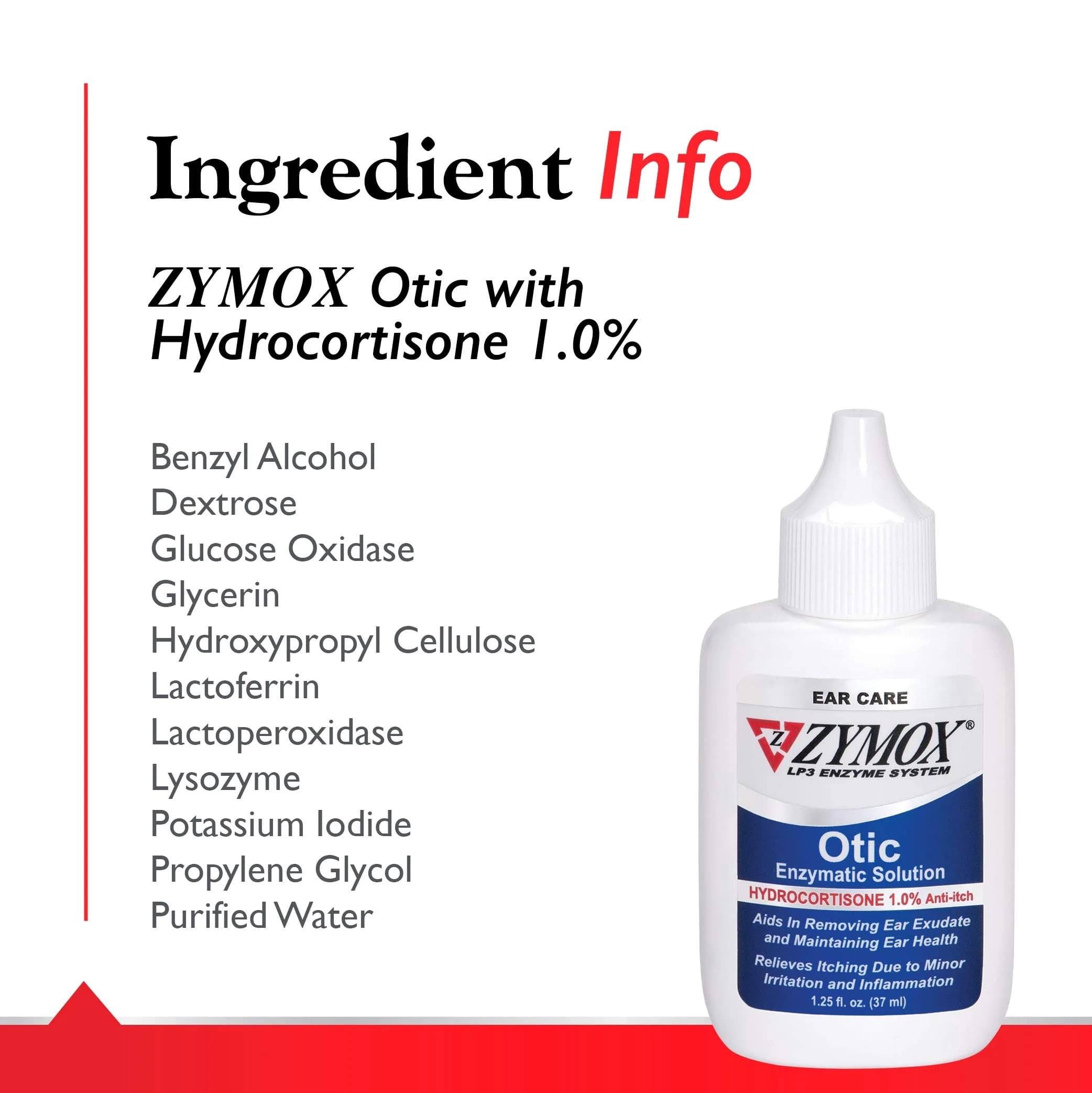 Zymox Otic Enzymatic Solution with 1% Hydrocortisone for Dogs & Cats | 37ml (1.25 Fl Oz) - view 5