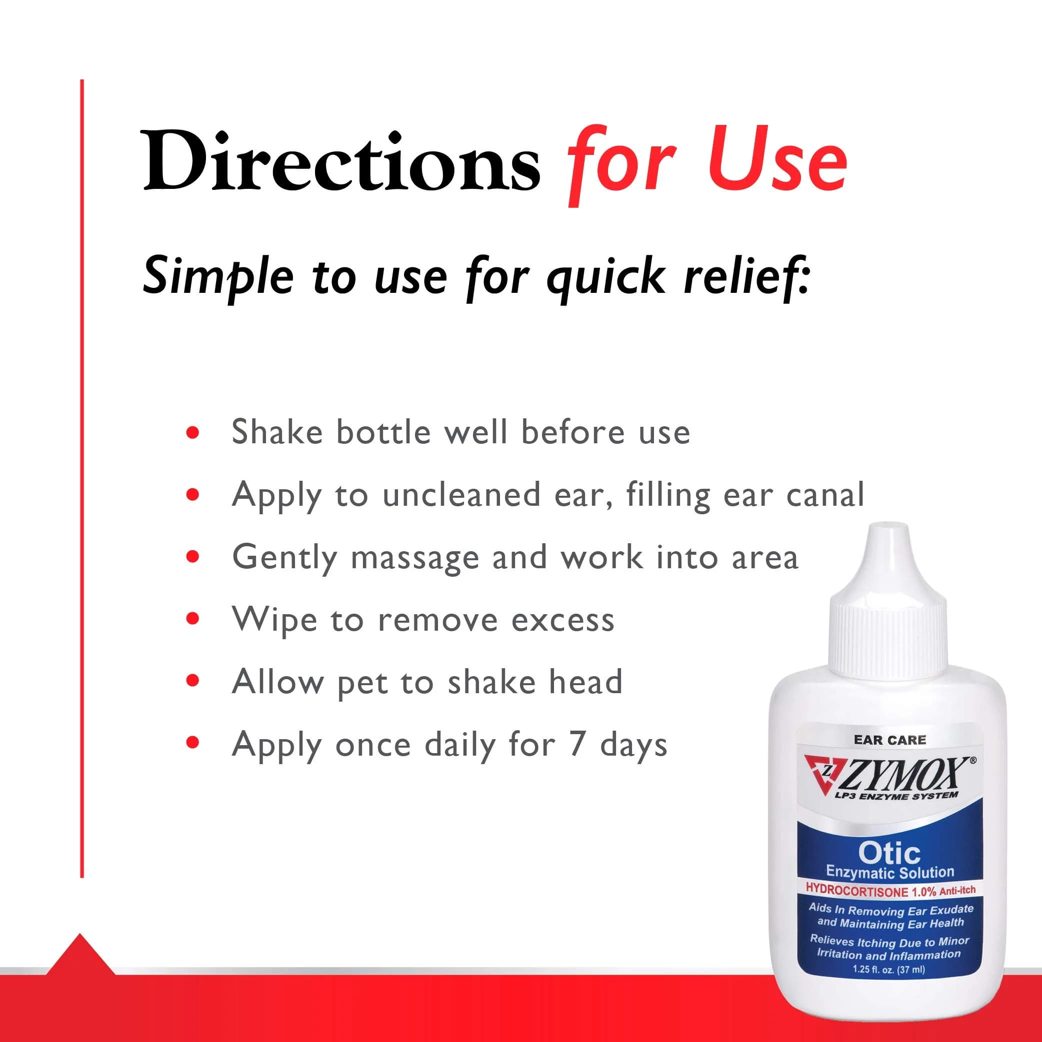 Zymox Otic Enzymatic Solution with 1% Hydrocortisone for Dogs & Cats | 37ml (1.25 Fl Oz) - view 6
