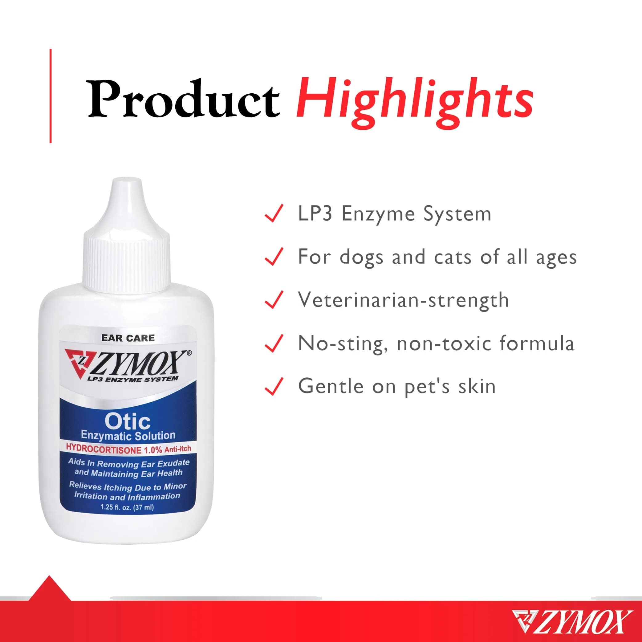 Zymox Otic Enzymatic Solution with 1% Hydrocortisone for Dogs & Cats | 37ml (1.25 Fl Oz) - view 3