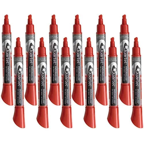 Quartet Red Dry Erase Markers, Chisel Tip, 12 Pack | Smooth Ink Flow for Offices & Schools thumbnail 1