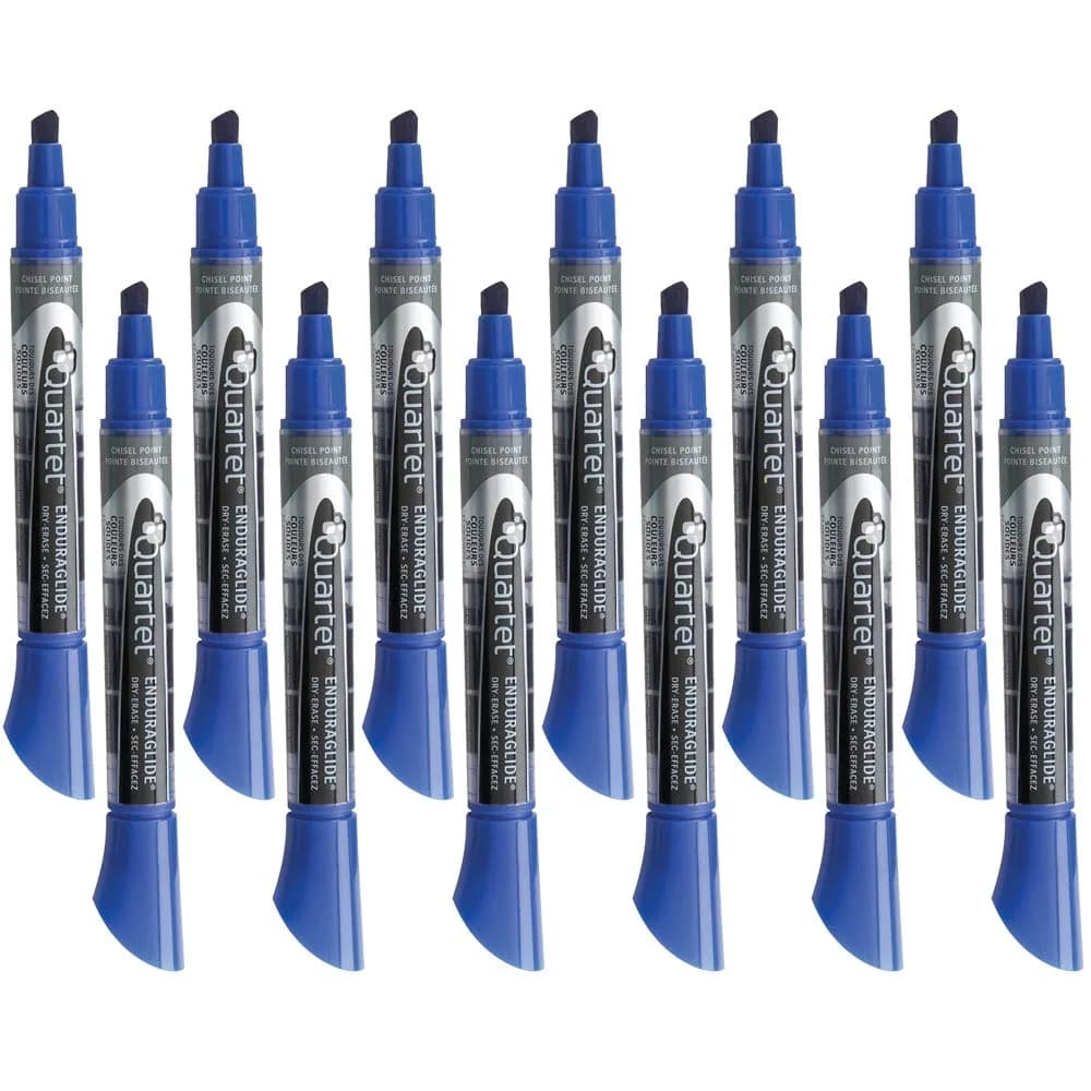Quartet EnduraGlide Chisel Tip Dry Erase Markers, Blue, 12 Count Pack - main product image
