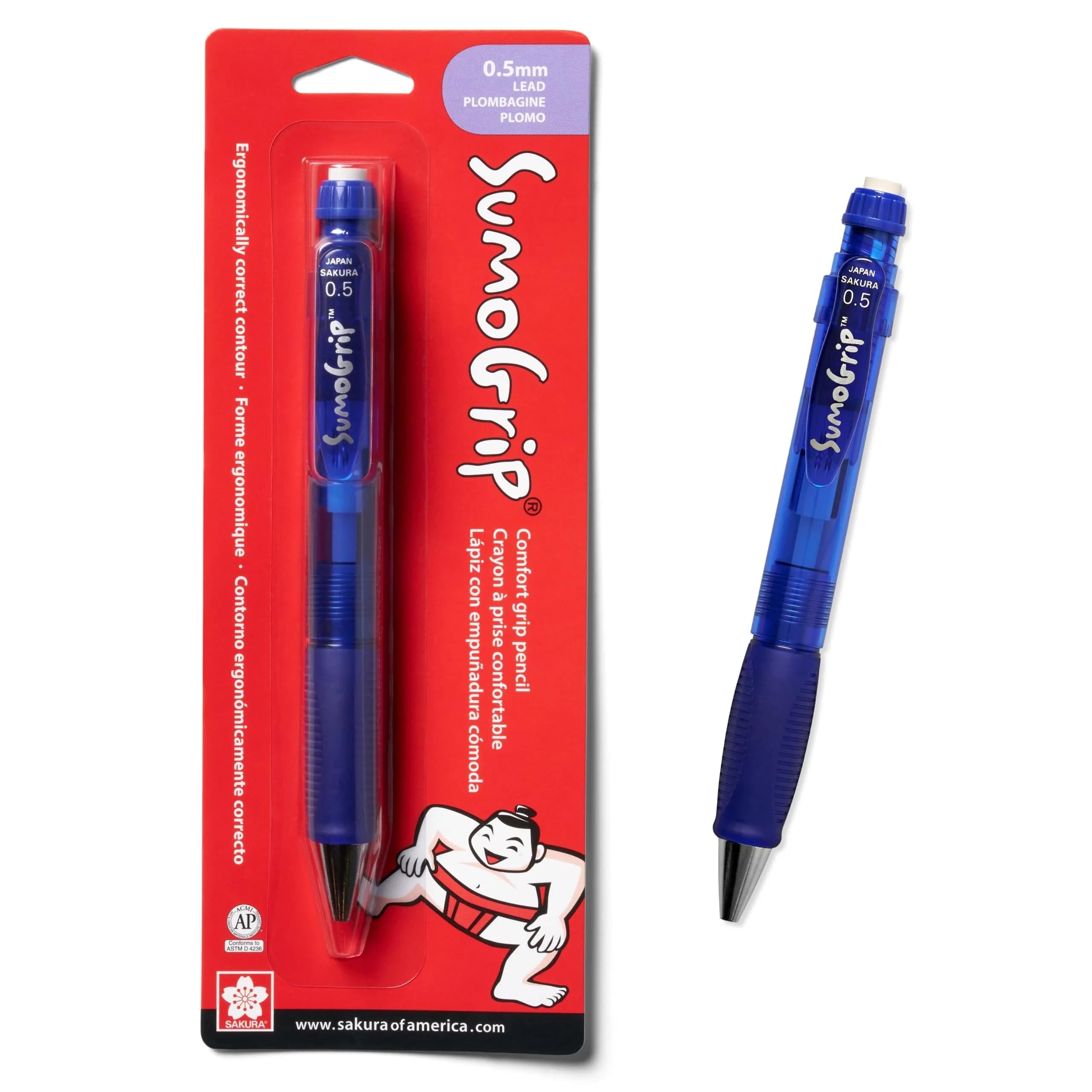 Sakura SumoGrip Mechanical Pencil 0.5mm (1 Count) | Smooth Writing Instrument with Jumbo Eraser - main product image