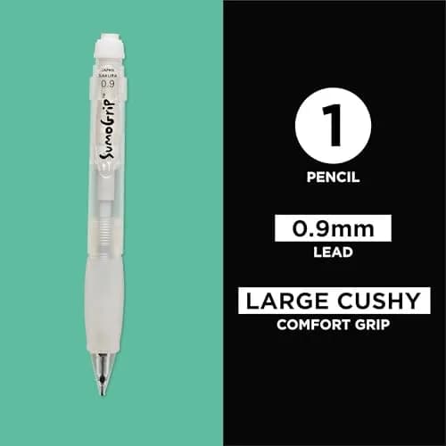 SAKURA SumoGrip Mechanical Pencil 0.9mm Clear | Comfortable Ergonomic Grip for Students thumbnail 3