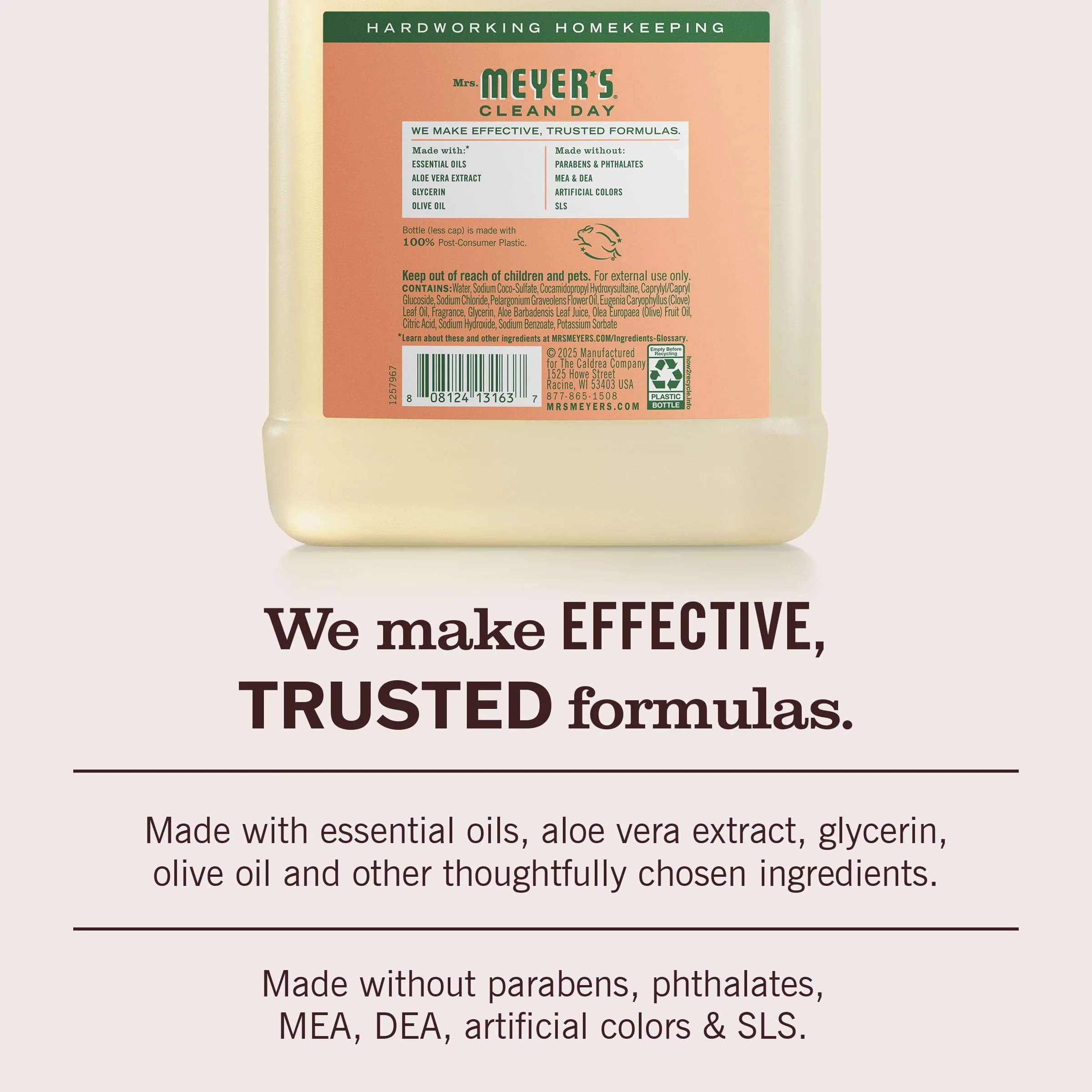 Mrs. Meyer's Clean Day Hand Soap Refill Geranium Scent 976ml (33 Fl Oz) | Moisturizing Liquid Soap for Hands - view 3