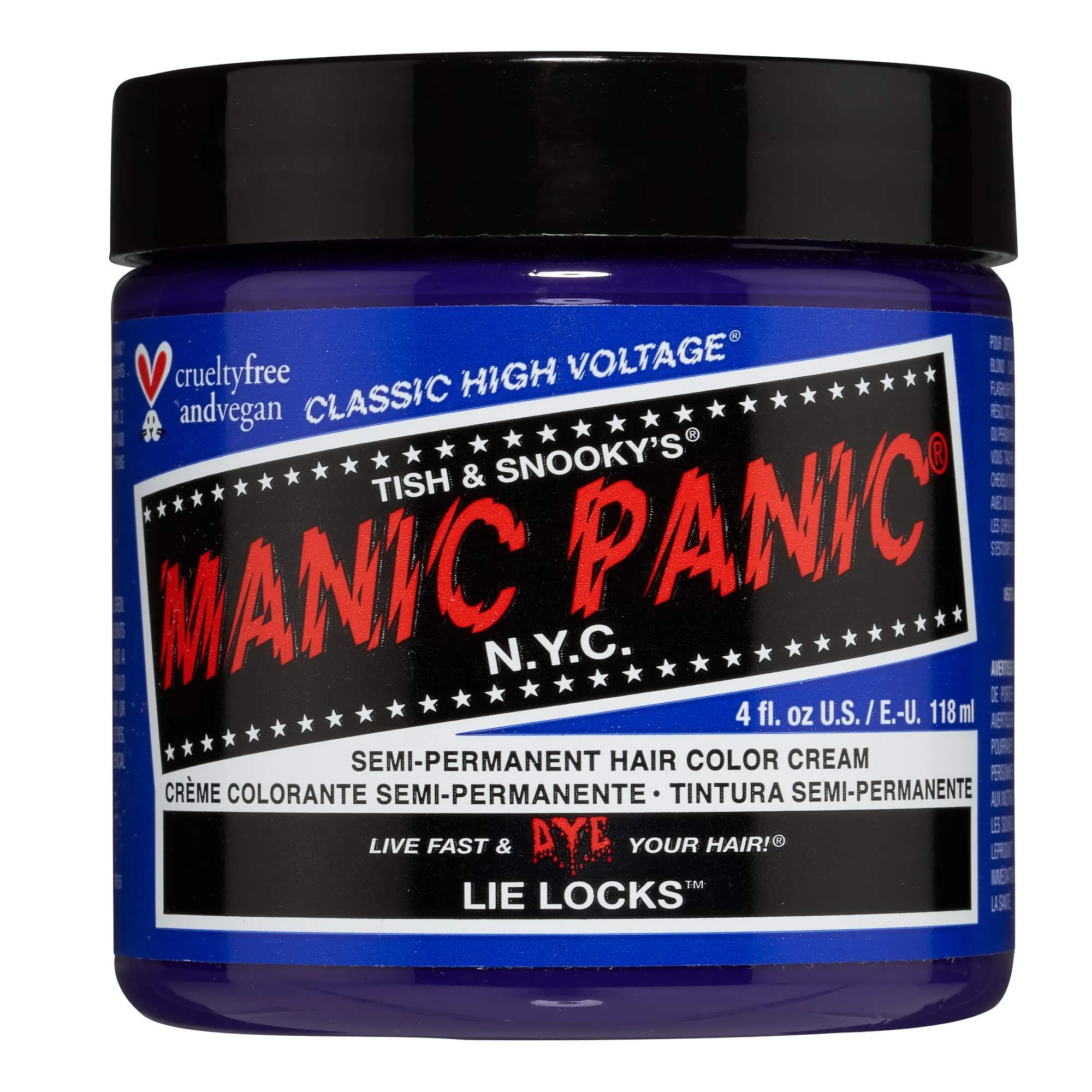 MANIC PANIC Classic Lie Locks Semi Permanent Hair Color 4oz | Vibrant Indigo Purple for Women & Men, Lasts 4-6 Weeks, Vegan & Cruelty-Free — Lie Locks