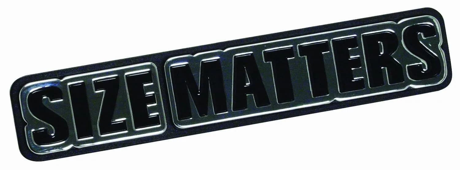 Pilot Automotive IP-246 Size Matters Emblem | Weatherproof Chrome Vehicle Badge (1 Piece)