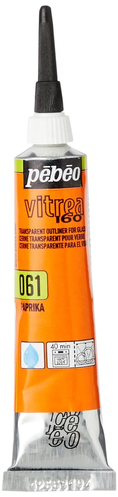 Pebeo Vitrea 160 Set of 10 Assorted Glass Paint Outliners 20 ml Tubes | Non-Toxic, Heat-Resistant, Food Safe — Paprika