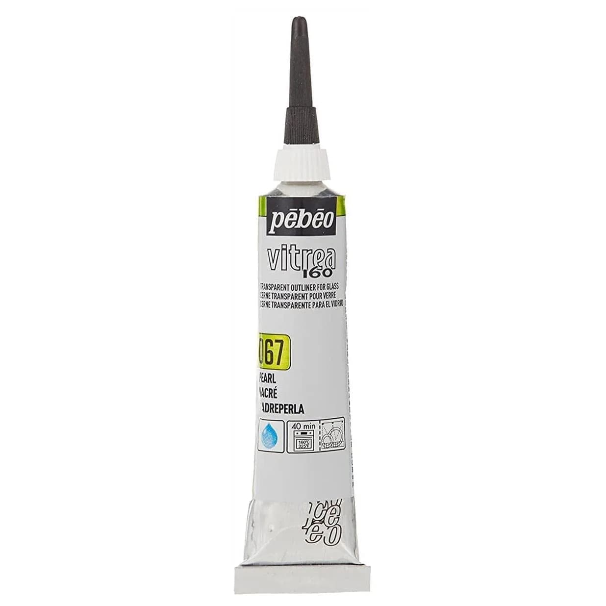 Pebeo Vitrea 160 Glass Paint Outliner Pearl 20 ml | Relief & Permanent Effects on Glass — Pearl