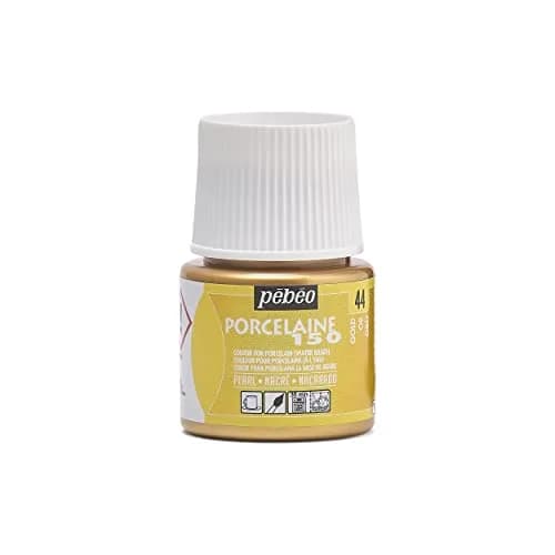 Pebeo Porcelaine 150 Gold Ceramic Paint 45ml (1.52 Fl Oz) | Bake in Kitchen Oven for Permanent Gloss Finish thumbnail 1