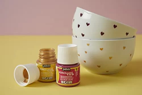 Pebeo Porcelaine 150 Gold Ceramic Paint 45ml (1.52 Fl Oz) | Bake in Kitchen Oven for Permanent Gloss Finish thumbnail 7