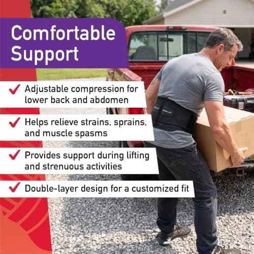 MUELLER Lumbar Back Brace with Removable Compression Pad, 71-127 cm (28-50") | Targeted Compression for Back Pain Relief thumbnail 4