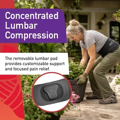 MUELLER Lumbar Back Brace with Removable Compression Pad, 71-127 cm (28-50") | Targeted Compression for Back Pain Relief thumbnail 3