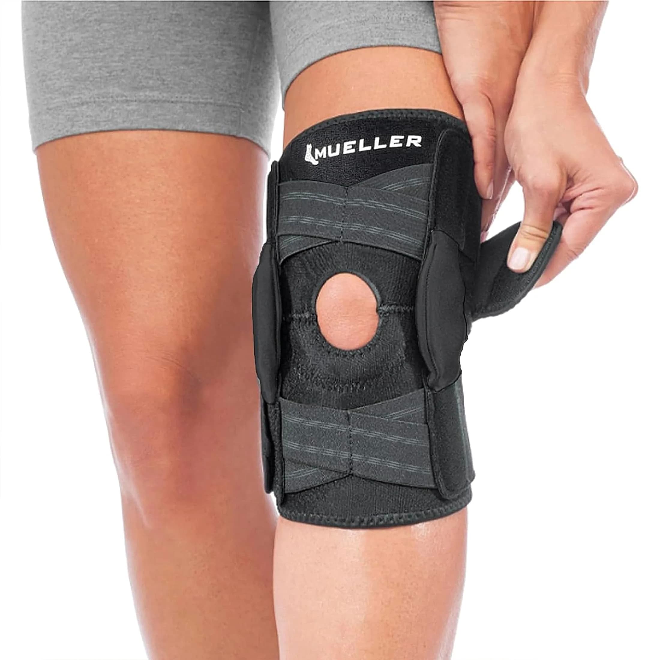 MUELLER Self Adjusting Hinged Knee Brace for Men & Women | Support & Pain Relief, Black, One Size (12"-20") - main product image