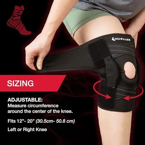 MUELLER Self Adjusting Hinged Knee Brace for Men & Women | Support & Pain Relief, Black, One Size (12"-20") thumbnail 4