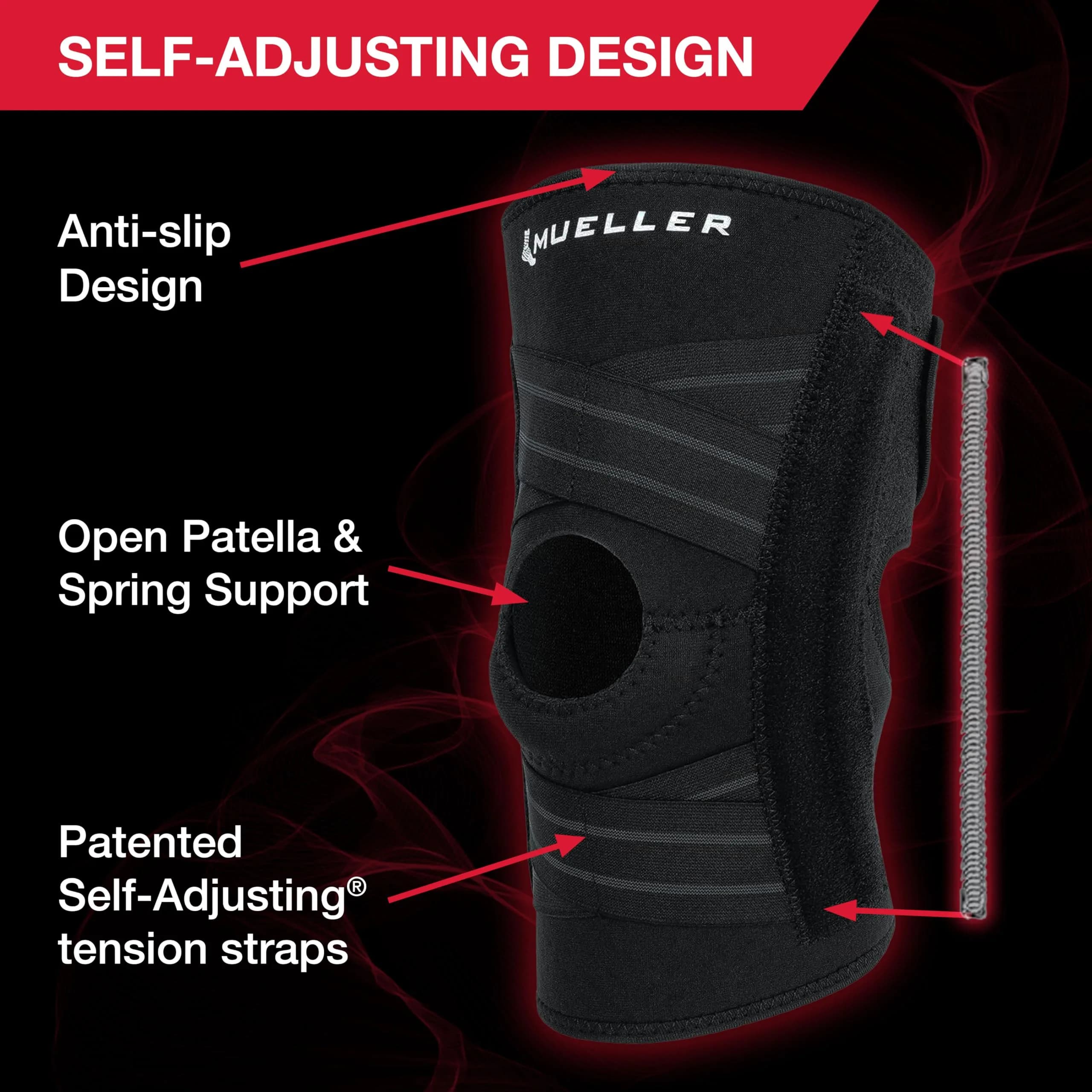 MUELLER Self Adjusting Knee Brace Black One Size | FDA Approved Orthopedic Brace for Arthritis, Sprains - view 5