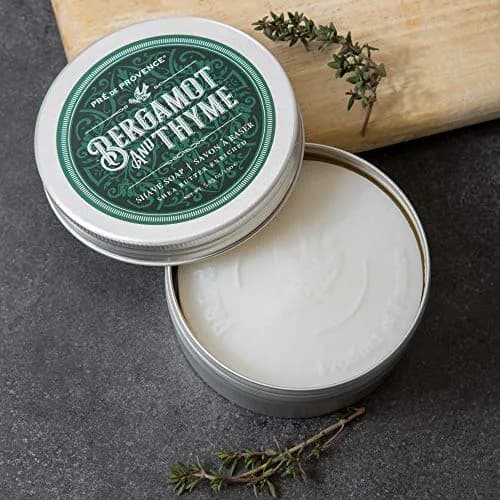 Pre de Provence Bergamot & Thyme Men's Shave Soap in Tin 150g (5.3 oz) | Shea Butter Enriched for Smooth Skin thumbnail 4
