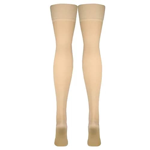Truform 30-40 mmHg Compression Stockings for Men and Women, Thigh High, Open Toe, Beige, Medium thumbnail 6