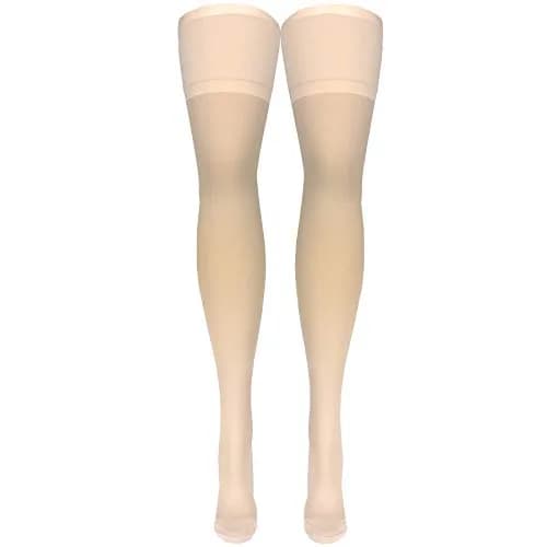 Truform 30-40 mmHg Compression Stockings for Men and Women, Thigh High, Beige, Small thumbnail 5