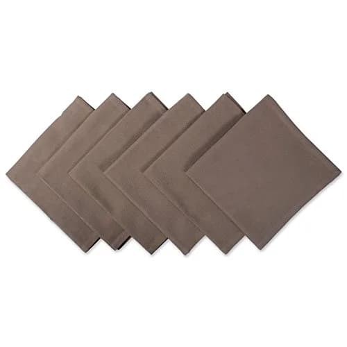 DII Solid Cotton Napkin Set Collection 51cm x 51cm (20" x 20") | 6 Piece Brown Everyday Napkins thumbnail 1