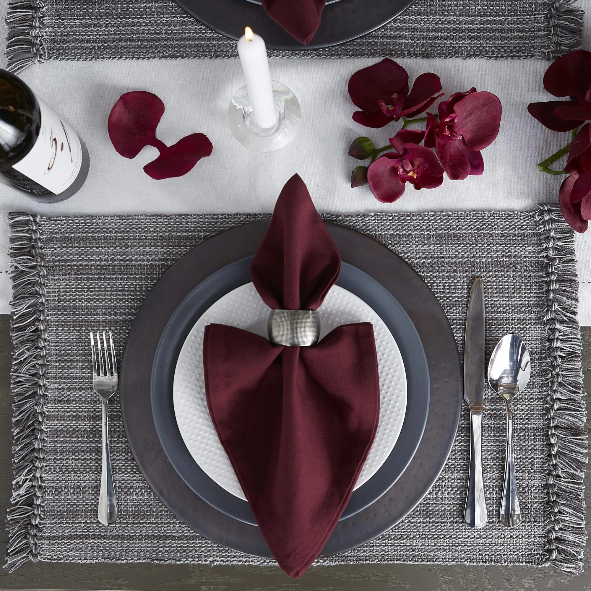 DII Solid Cotton Napkins 51cm (20") x 51cm (20") | Set of 6 BlackBerry Napkins for Formal & Casual Dining - view 7