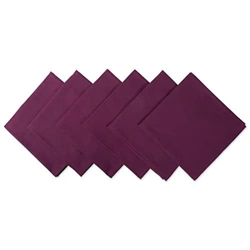 DII Solid Cotton Napkins 51cm (20") x 51cm (20") | Set of 6 BlackBerry Napkins for Formal & Casual Dining thumbnail 1