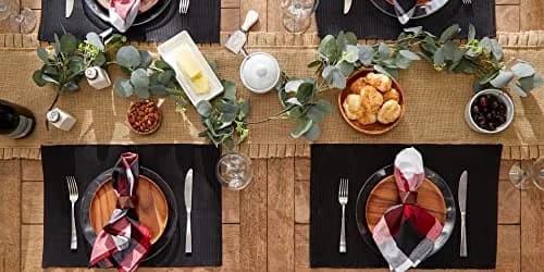 DII Black Placemats Set of 6 | Ribbed 100% Cotton Cloth, 13x19 In, Modern & Spill-Hiding (70-120 chars) thumbnail 5