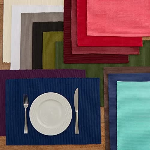 DII Black Placemats Set of 6 | Ribbed 100% Cotton Cloth, 13x19 In, Modern & Spill-Hiding (70-120 chars) thumbnail 7