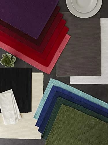 DII Black Placemats Set of 6 | Ribbed 100% Cotton Cloth, 13x19 In, Modern & Spill-Hiding (70-120 chars) thumbnail 8