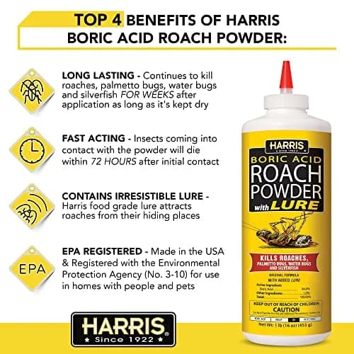 HARRIS Boric Acid Roach and Silverfish Killer Powder 16oz | EPA Registered Insecticide thumbnail 3