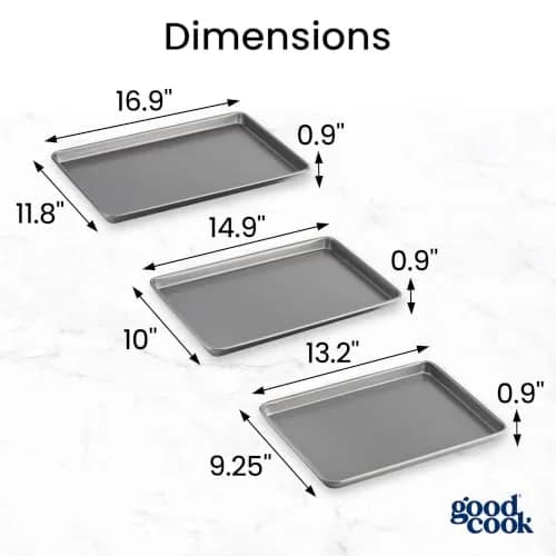 GoodCook 3-Piece Nonstick Baking Sheet Set | Heavy Gauge Steel, Even Heat, Dishwasher Safe thumbnail 2