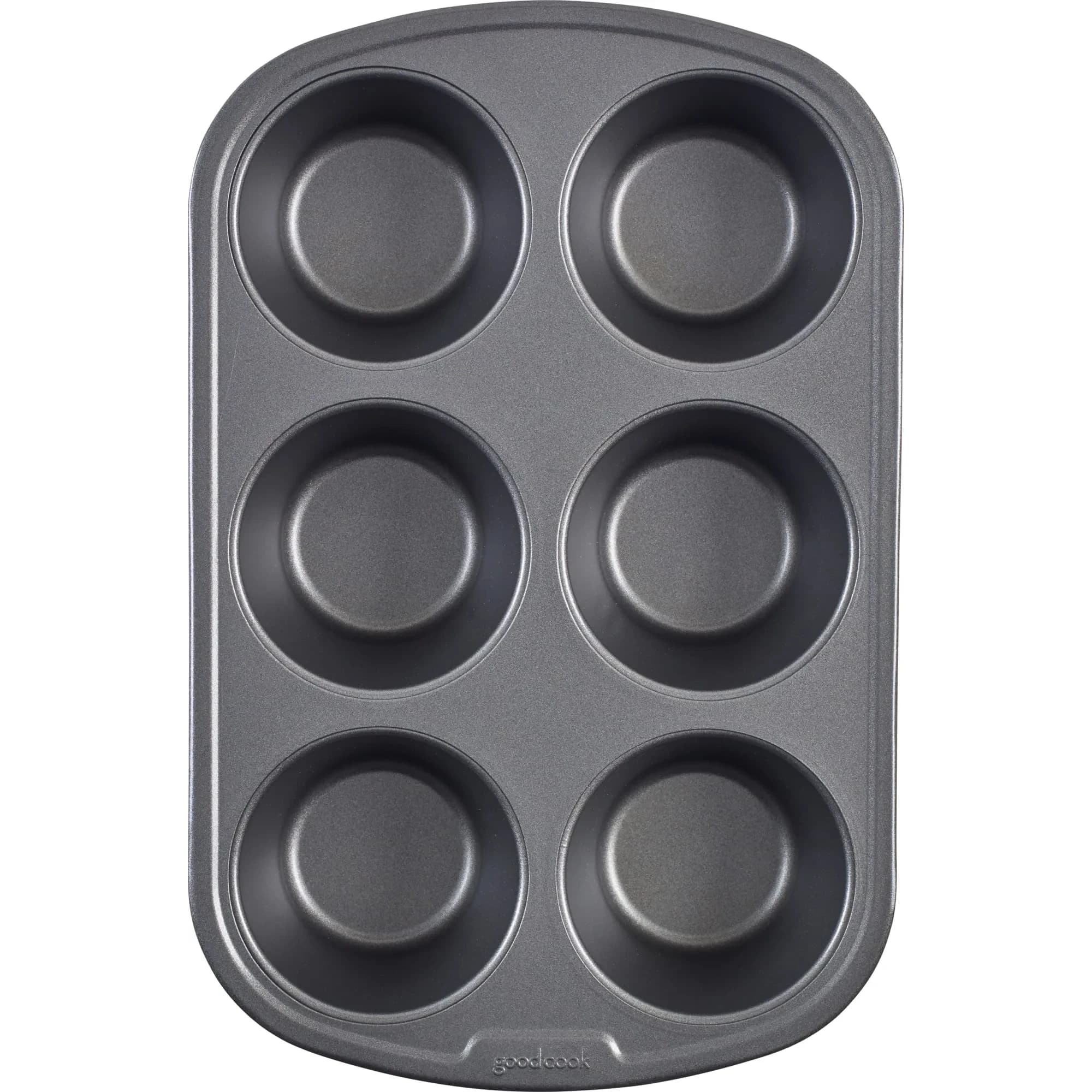 GoodCook Everyday Nonstick Steel Jumbo Texas Muffin Pan, 6-Cup, Gray | Perfect Bakery-Style Oversized Muffins — Muffin Pan, 6-Cup