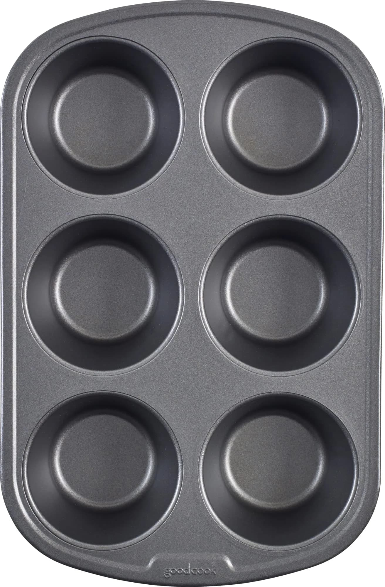 GoodCook Everyday Nonstick Steel Jumbo Texas Muffin Pan, 6-Cup, Gray | Perfect Bakery-Style Oversized Muffins - main product image
