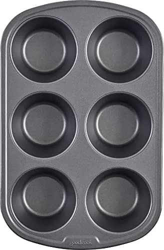 GoodCook Everyday Nonstick Steel Jumbo Texas Muffin Pan, 6-Cup, Gray | Perfect Bakery-Style Oversized Muffins thumbnail 1