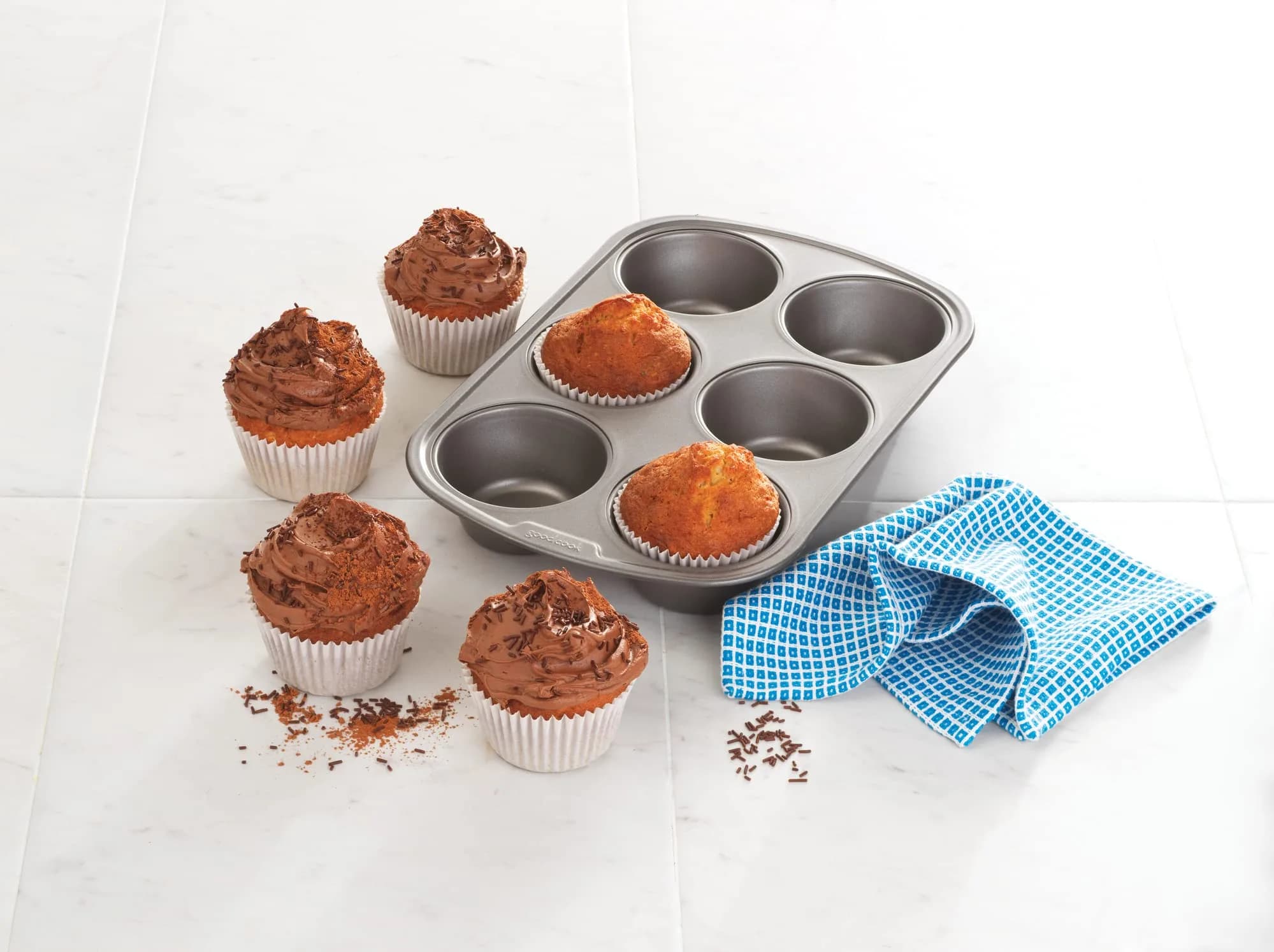 GoodCook Everyday Nonstick Steel Jumbo Texas Muffin Pan, 6-Cup, Gray | Perfect Bakery-Style Oversized Muffins - view 2