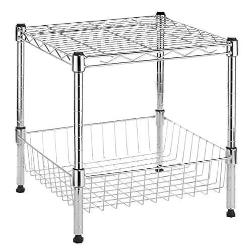 Whitmor 2-Wire Shelving Unit, Metal Storage Shelves, Stacking Shelf with Basket, Easy Assembly Home Organizer for Pantry, Kitchen, Garage, Plant thumbnail 1