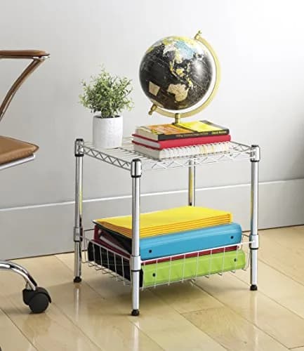 Whitmor 2-Wire Shelving Unit, Metal Storage Shelves, Stacking Shelf with Basket, Easy Assembly Home Organizer for Pantry, Kitchen, Garage, Plant thumbnail 2