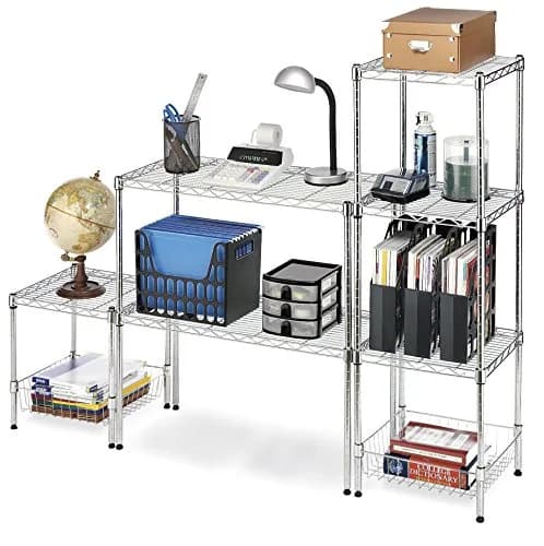 Whitmor 2-Wire Shelving Unit, Metal Storage Shelves, Stacking Shelf with Basket, Easy Assembly Home Organizer for Pantry, Kitchen, Garage, Plant thumbnail 4