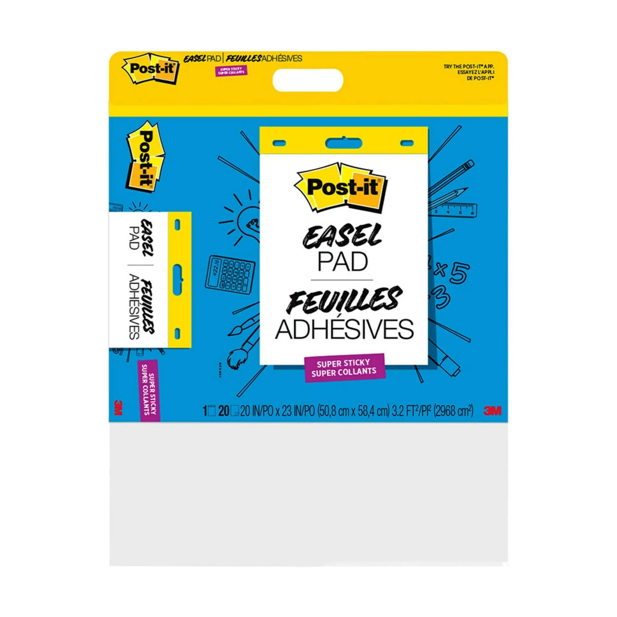 3M Post-it Super Sticky Wall Pad 20 in x 23 in | Repositionable, Marker-Resistant, Portable — White