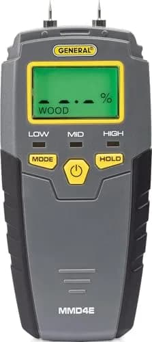 General Tools MMD4E Moisture Meter | 5-50% Wood, 1.5-33% Drywall Range — Digital Pin Type, Visual & Audible Alerts