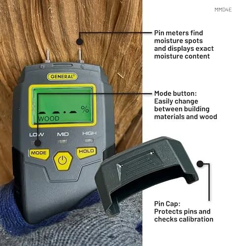 General Tools MMD4E Moisture Meter | 5-50% Wood, 1.5-33% Drywall Range thumbnail 5