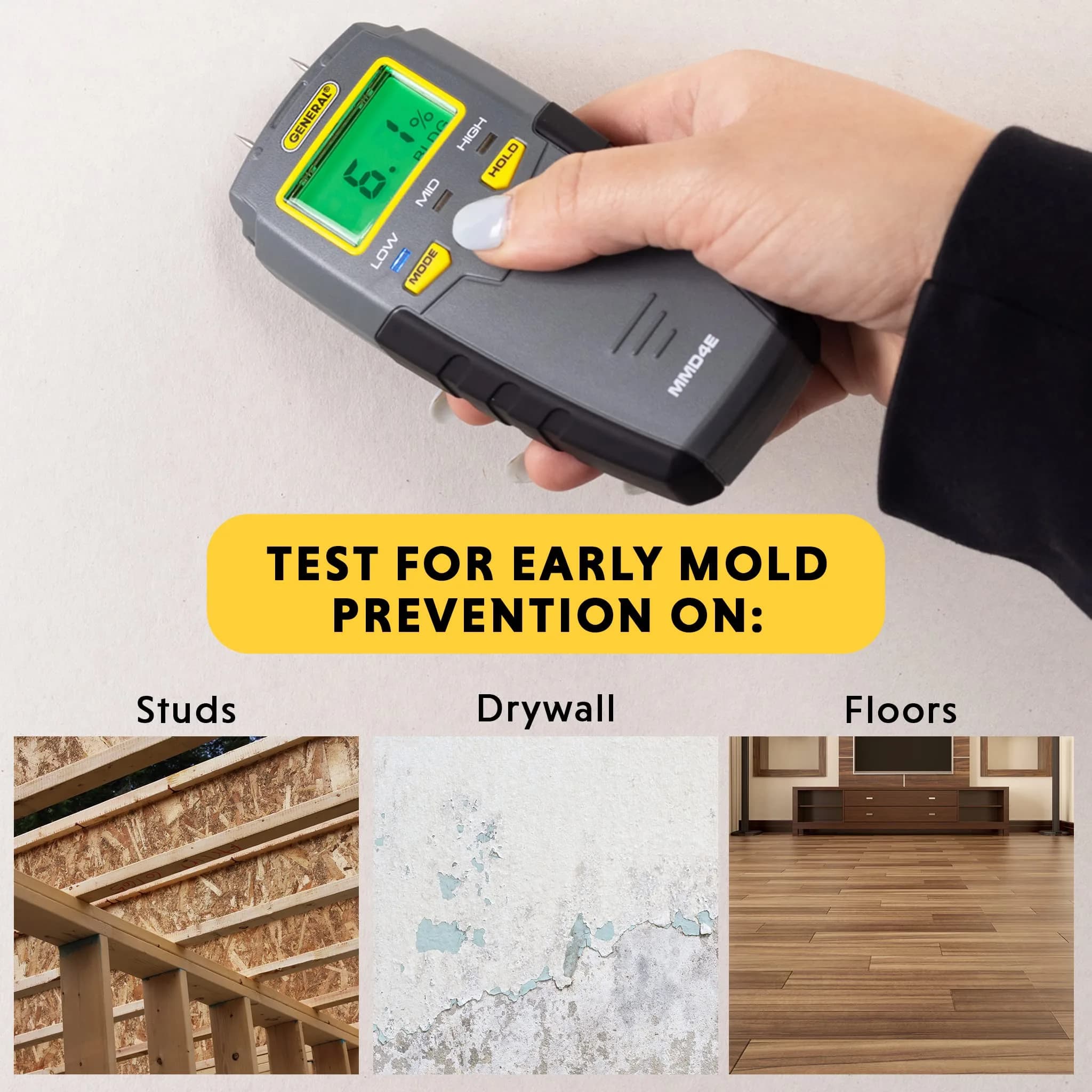 General Tools MMD4E Moisture Meter | 5-50% Wood, 1.5-33% Drywall Range - view 2