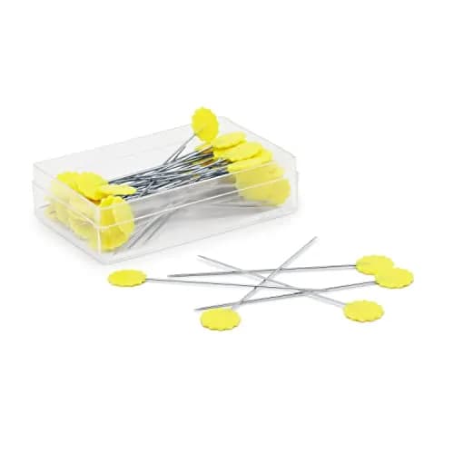 Dritz Flat Flower Head Pins 2-Inch (50-Count, Yellow) | Quilting & Fabric Holding Pins thumbnail 3