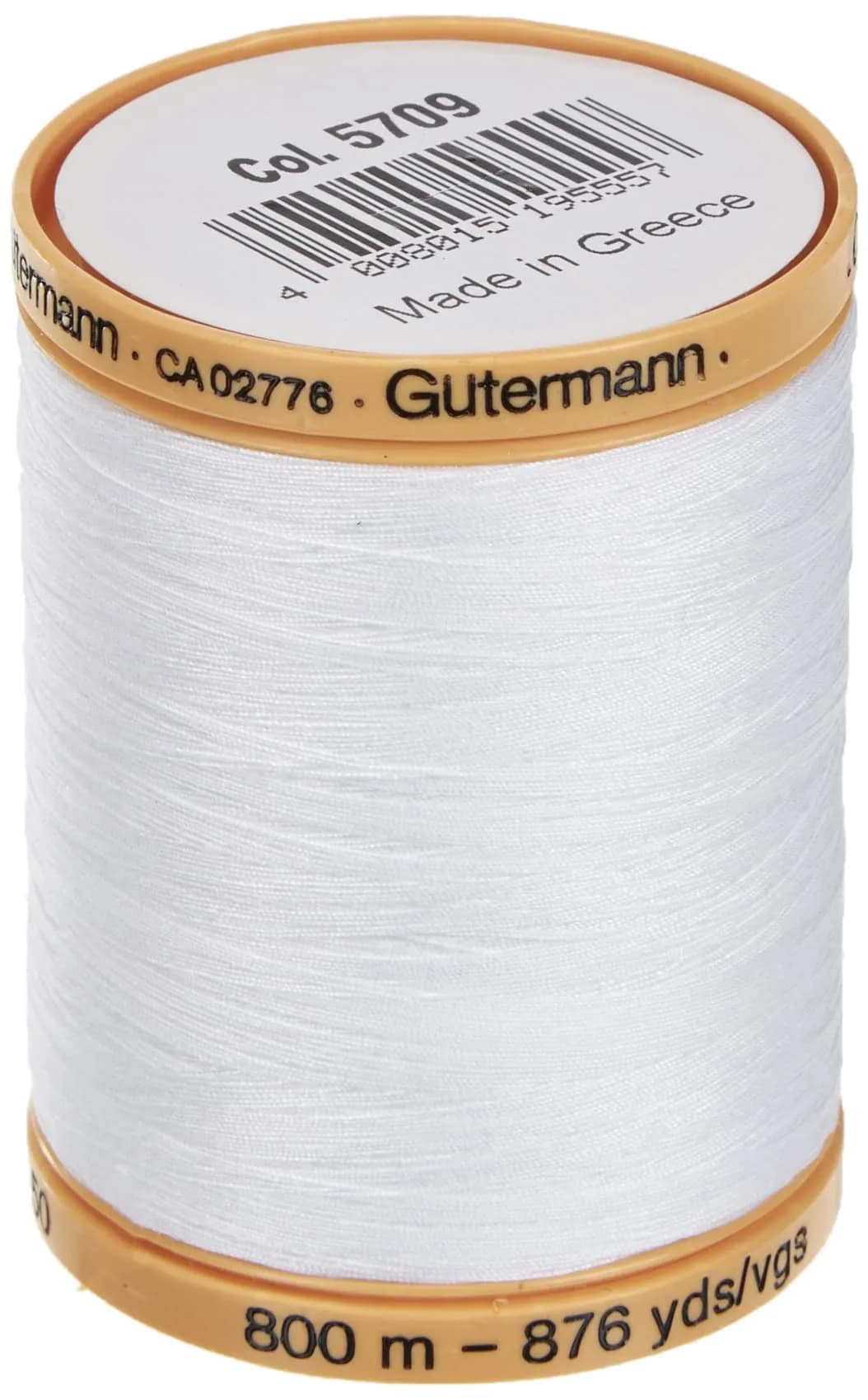 Gütermann Natural Cotton Thread Solids 876 Yards (2628 Metres) White | All-Purpose Sewing Thread for Hand & Machine — White